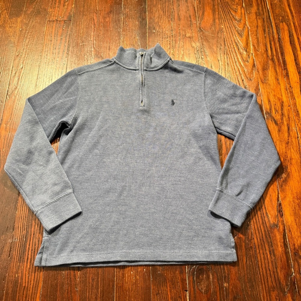 Polo Ralph Lauren Pullover Sweater Womens L Gray 1/4 Zip Pony Logo Knit